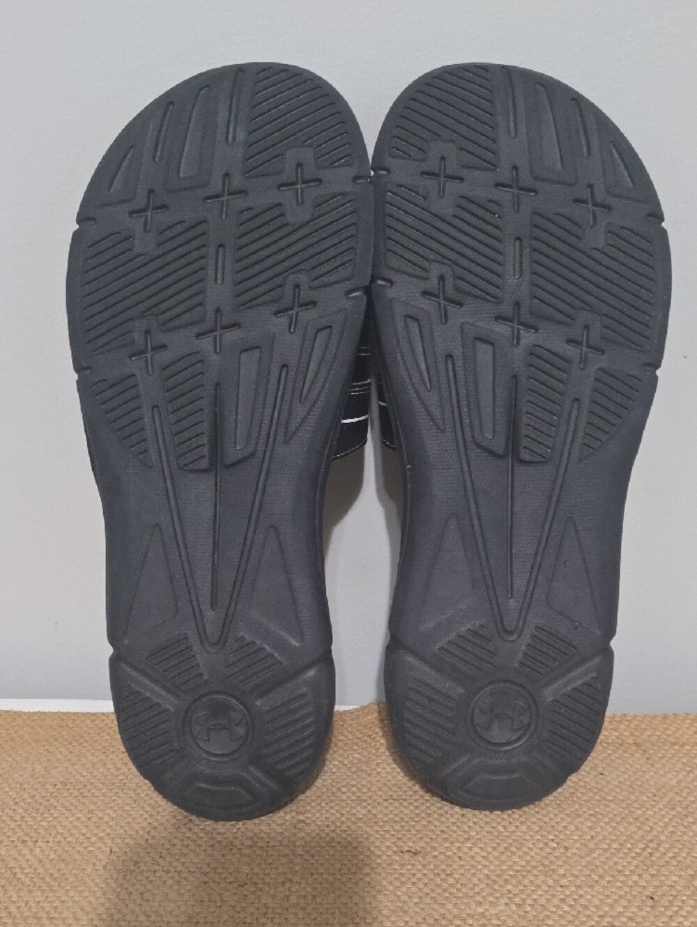 Under Armour Men's Black Slide Sandals with White Logos - Picture 5 of 6